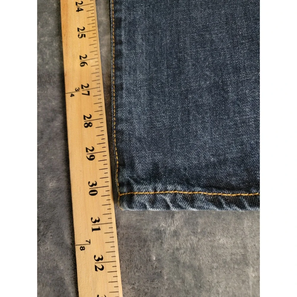 Gap Straight Fit Jeans Mens 35x32 Classic Denim Cotton Dark Indigo Distressed